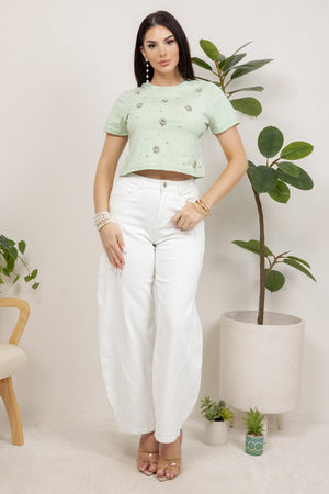 Brisa Embellishment cropped t-shirt