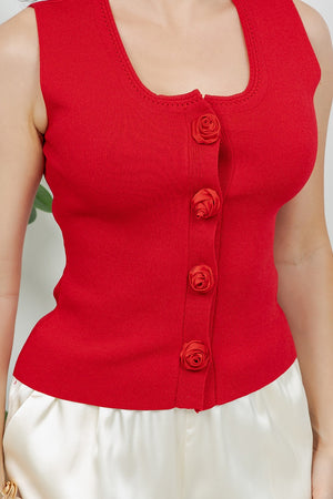 ARCANGEL HEART EYE-LACE SLEEVE LESS KNIT TOP