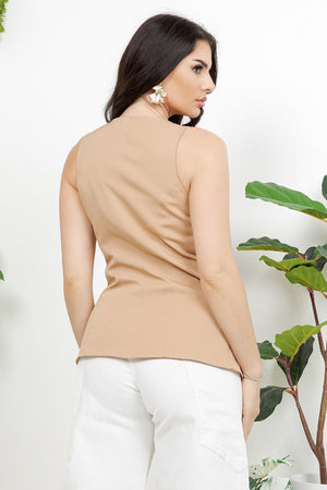 Karol G Sleeve less giant button top