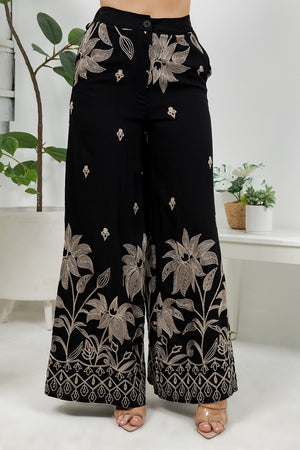 Pirela flattering fit embroidery pants