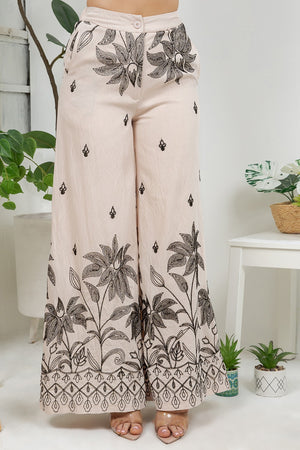 Pirela flattering fit embroidery pants