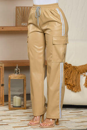 Kabul faux leather track cargo pants