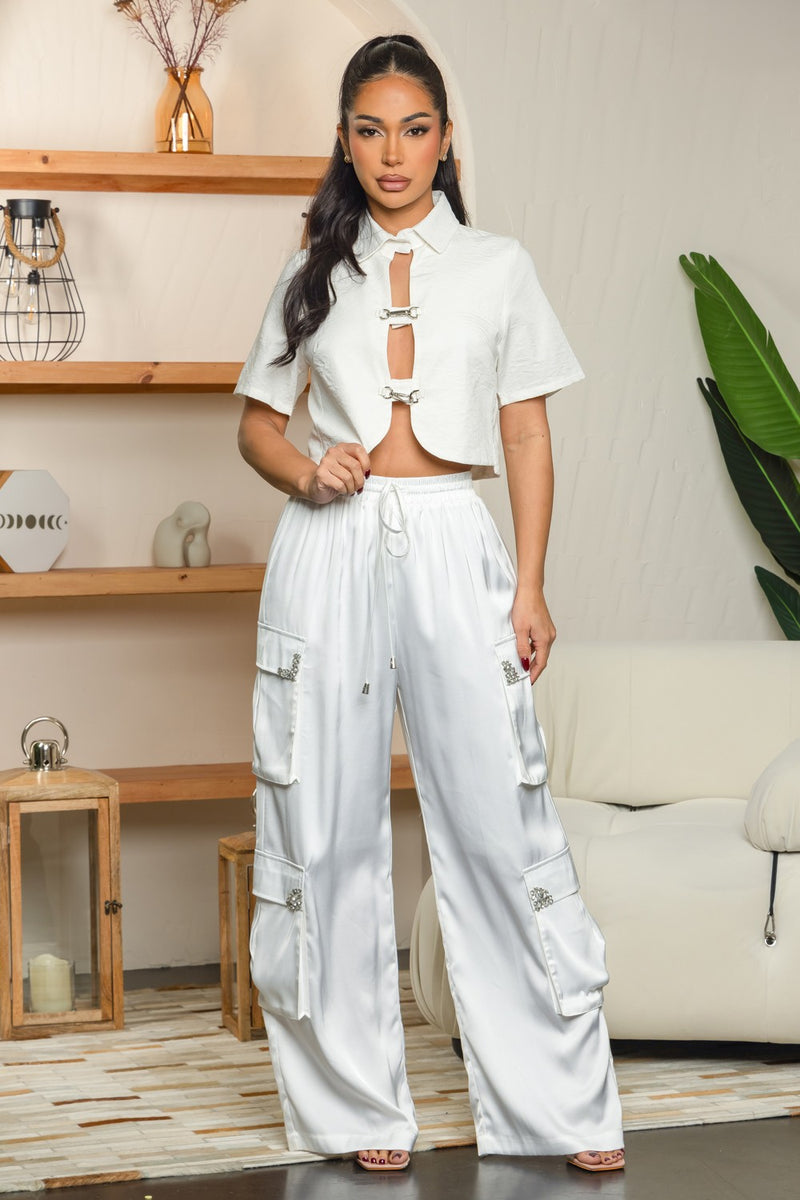DOLORES TOP WITH FRONT BIG BUCKLE CLOSURE