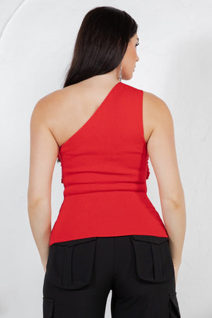 Anae one shoulder knit top