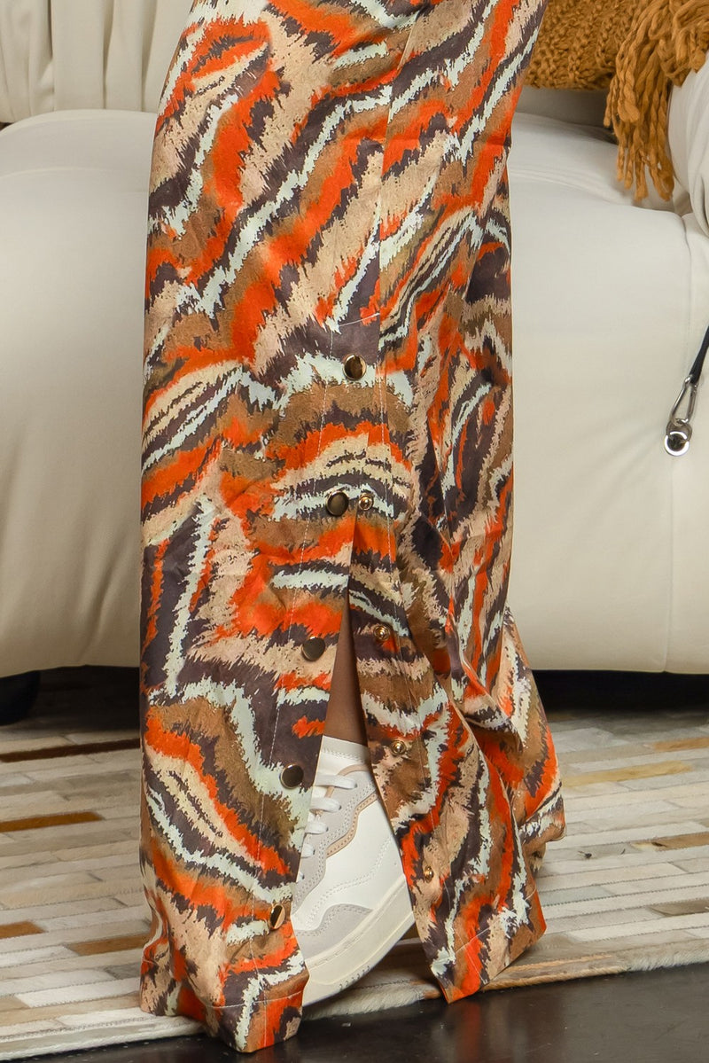 Wide leg boho print pants
