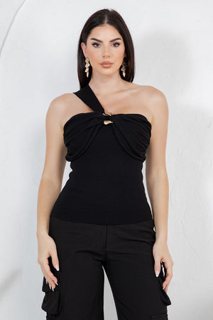 Anae one shoulder knit top