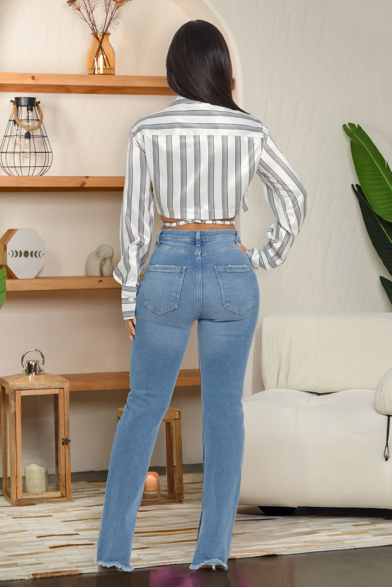 Naomi striped long sleeve top