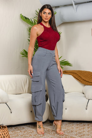 Sleeve less knit top with rhinestones
