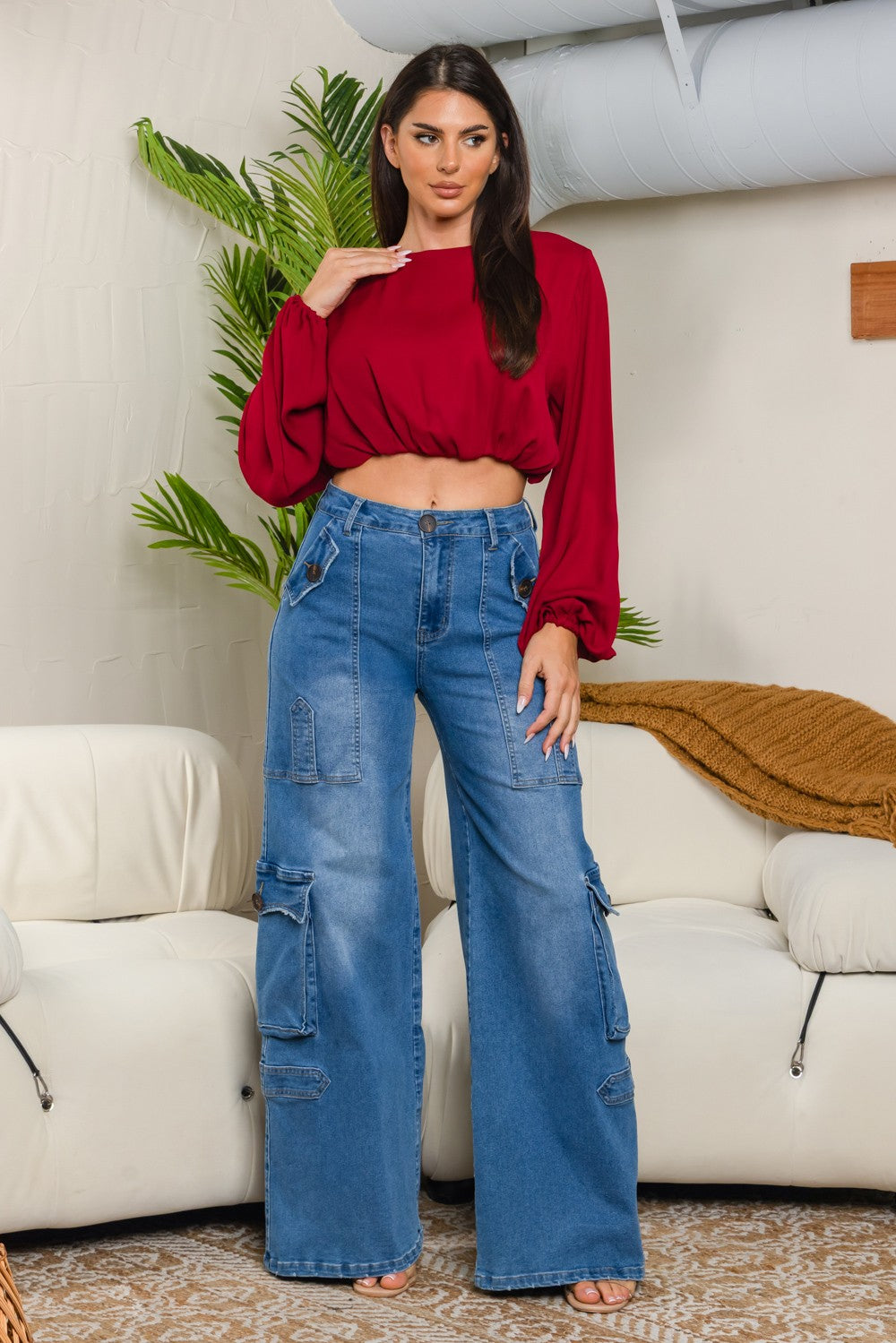 Bubble long sleeve top
