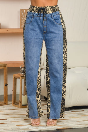 Cairo animal print contrast pants