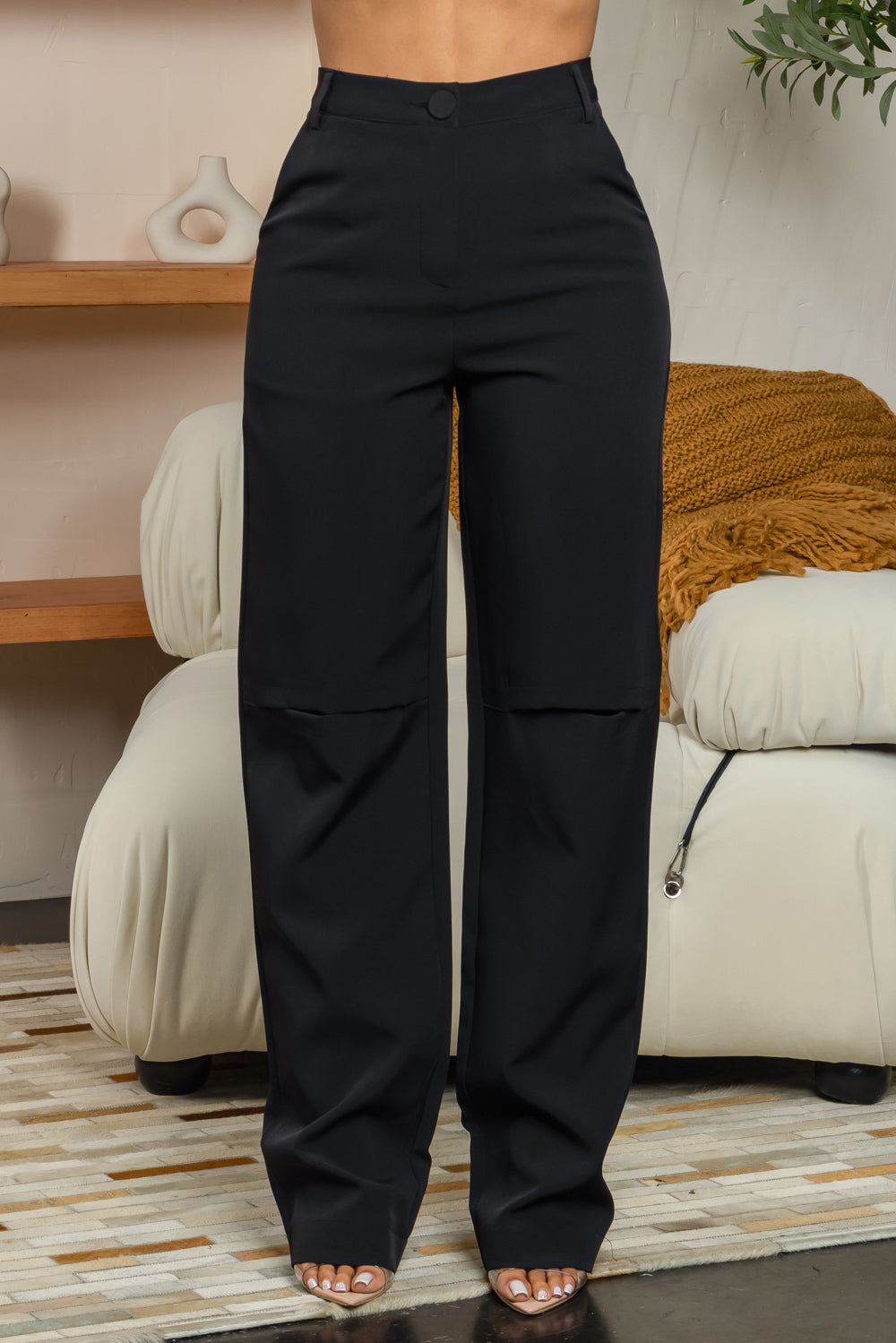 Balboa Fashion Noelia Cut-Out Straight-Leg Pants - Black