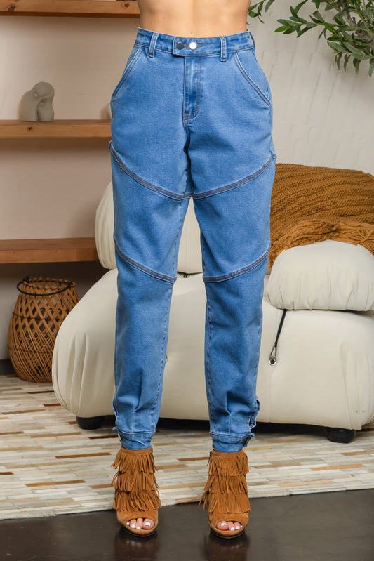 Balboa Fashion Palmira Stretch Barrel Jean - Medium Denim Blue