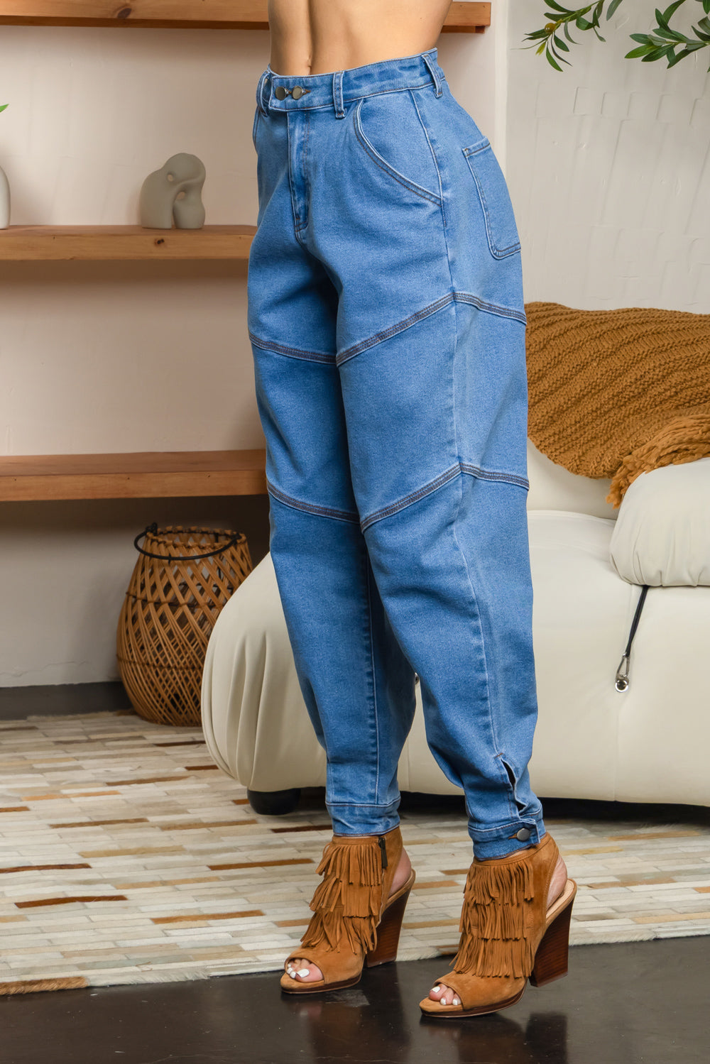 Balboa Fashion Palmira Stretch Barrel Jean - Medium Denim Blue