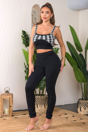 Poni Houndstooth knit pants and top