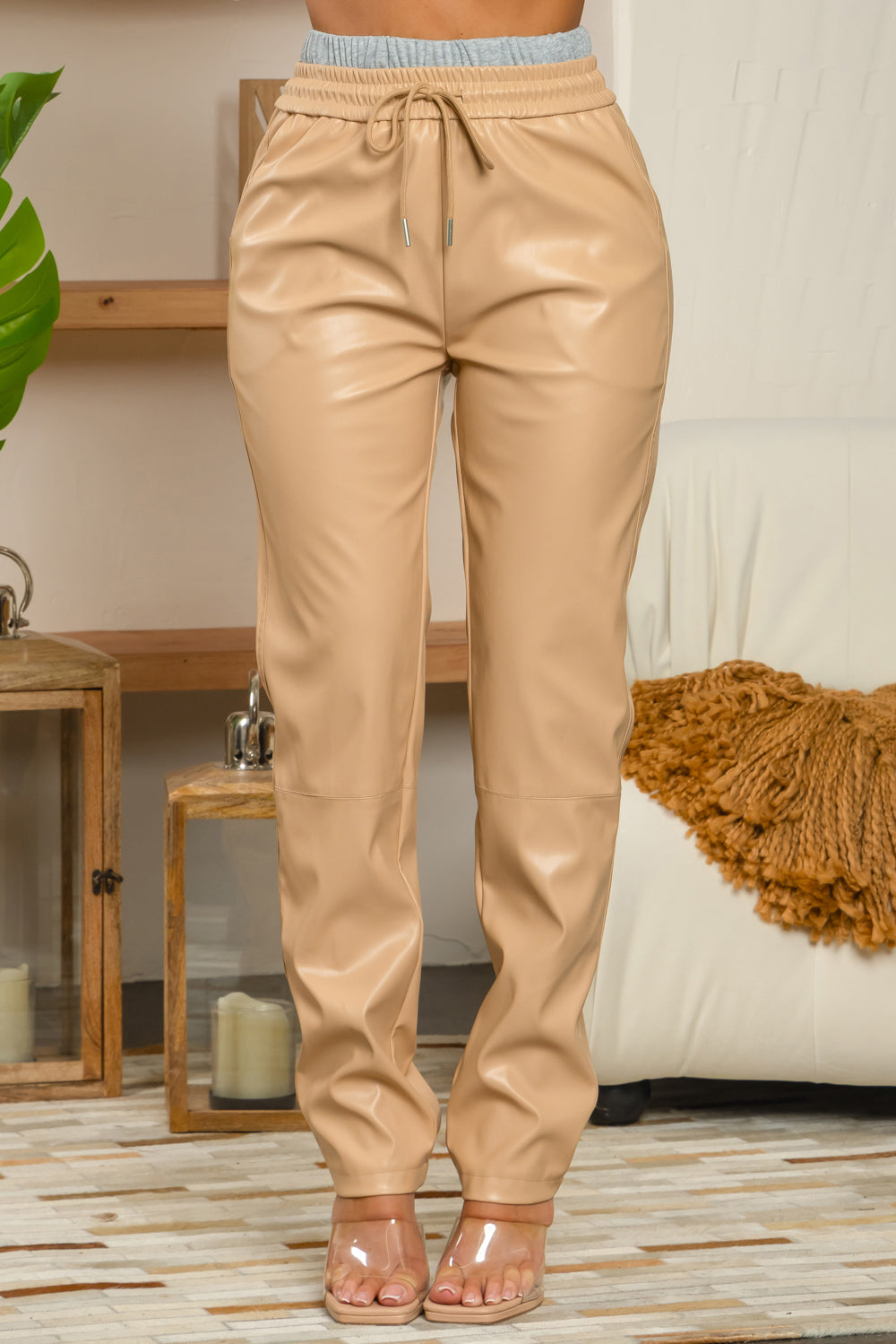 Balboa Fashion Trento Double-Waist Leather Pants