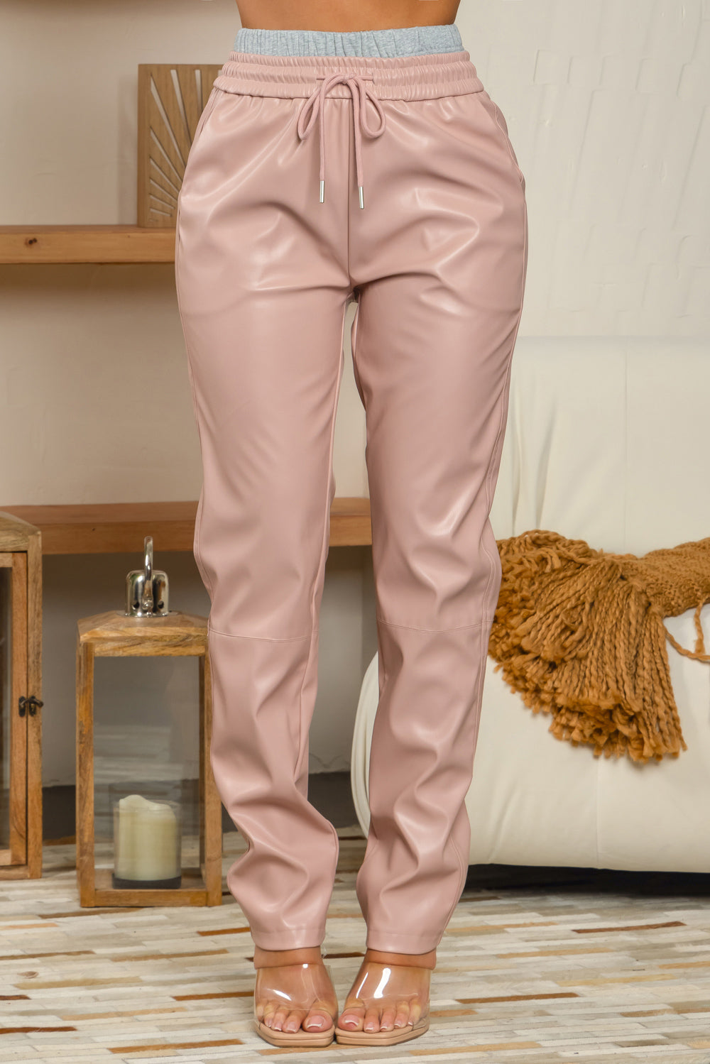 Balboa Fashion Trento Double-Waist Leather Pants