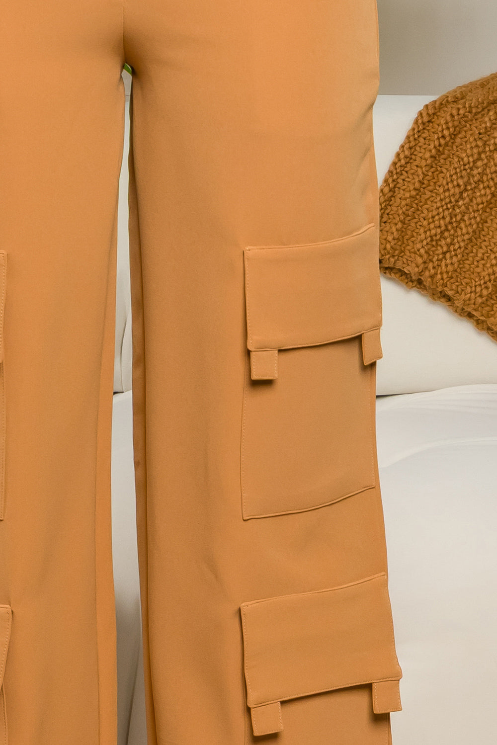 Balboa Fashion Freda High-Waist Stretch Cargo Pants - Beige