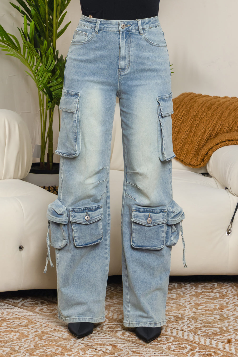 Balboa Fashion Bastia Ripped Denim Cargo Pants