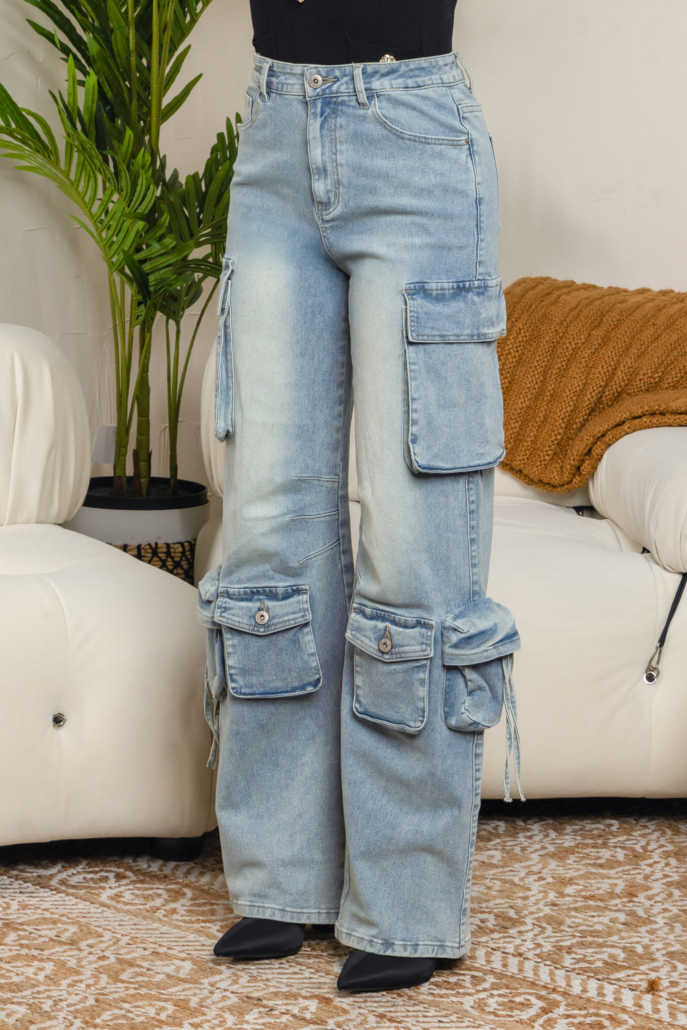 Balboa Fashion Bastia Ripped Denim Cargo Pants