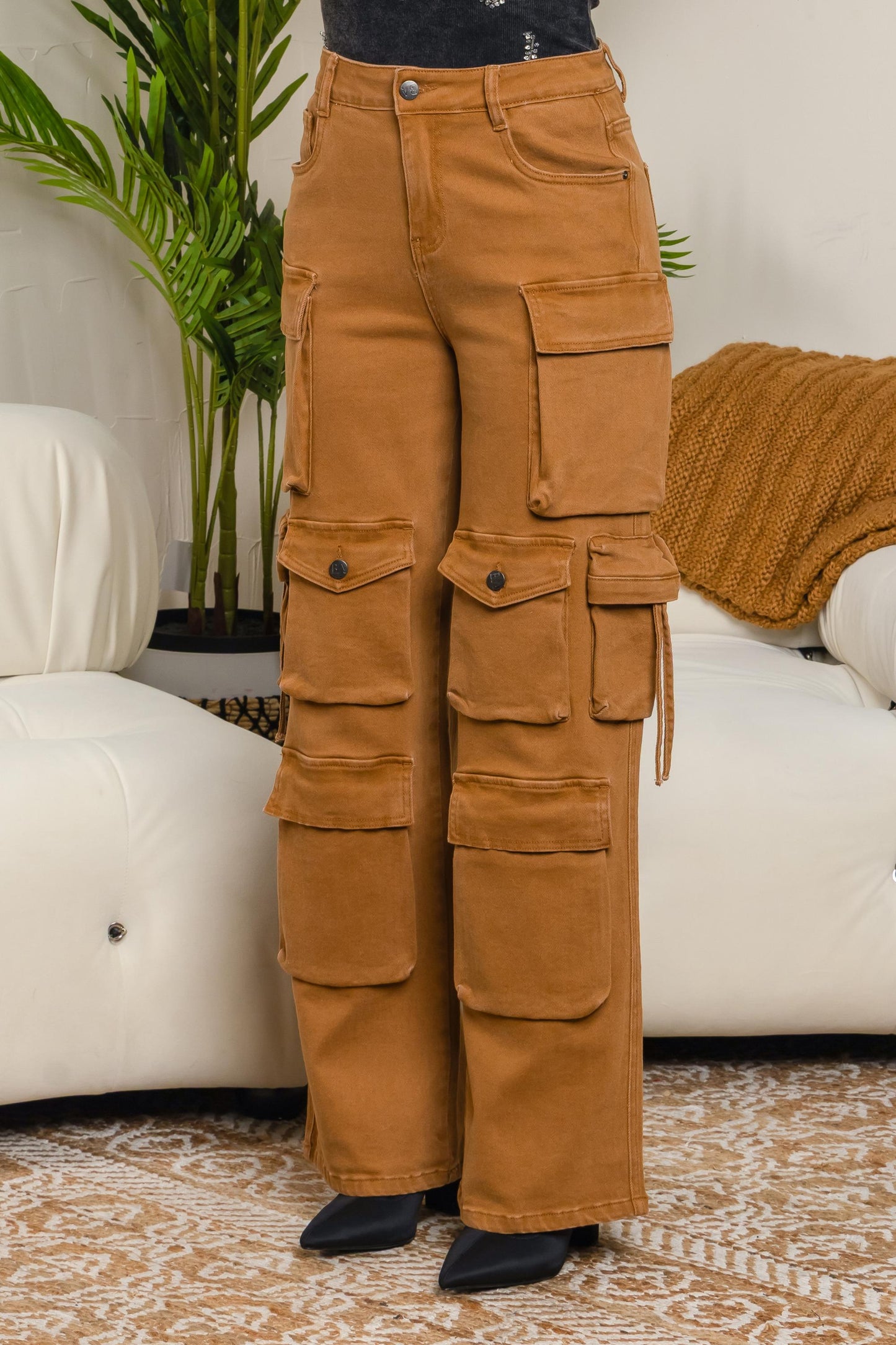 Balboa Fashion Bourges Stretch Cargo Pants - Brown