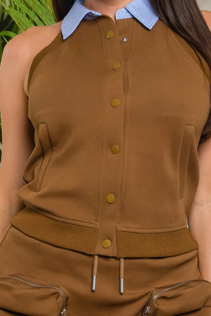 Dilan seleeve less double waist 2 pieces set