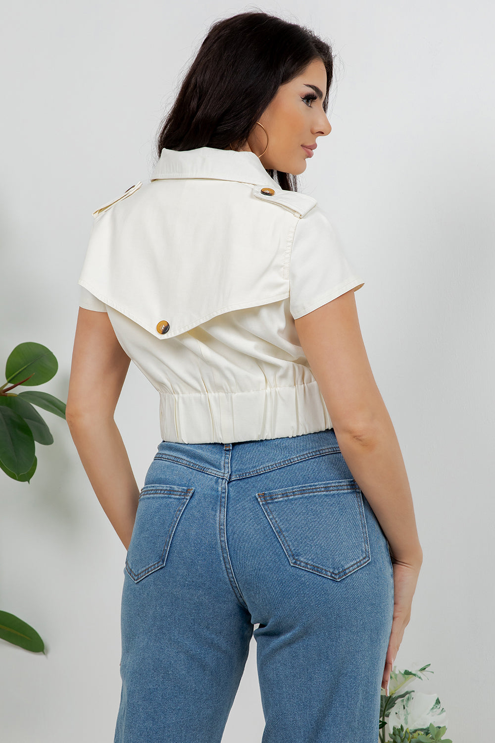 Balboa Fashion Carrillo Halter V-Neck Vest - Off White
