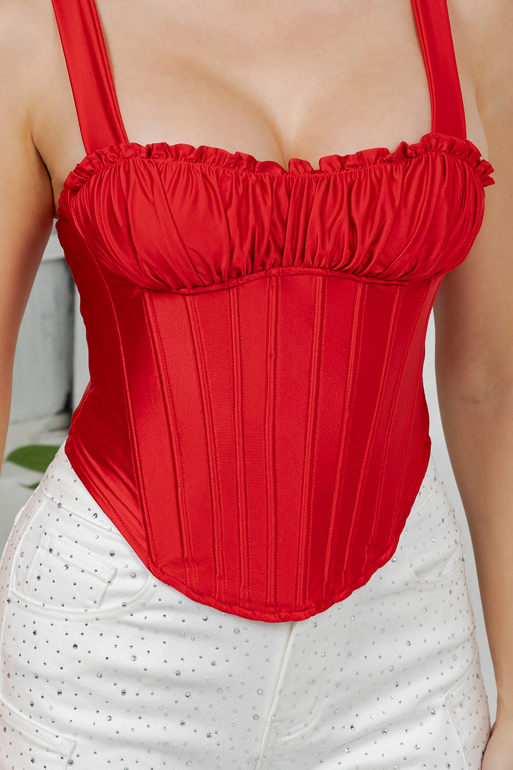 Balboa Fashion Yajaira Stretchy Corset Top - Red