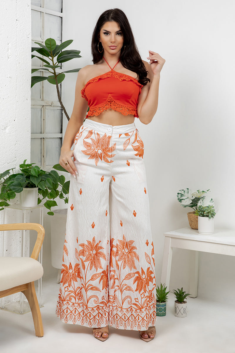 Riu Guipure Lace-Trim Crop Top