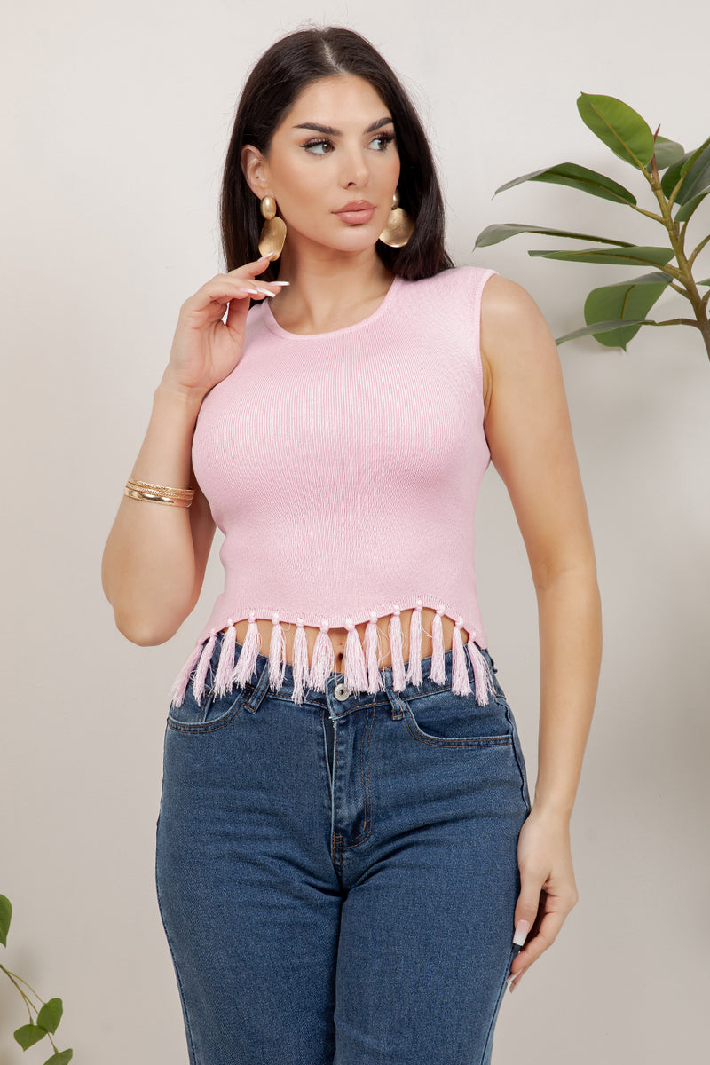Shakira Sleeveless Fringe Top