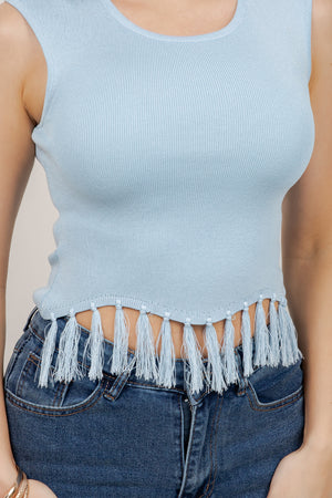 Shakira sleeve less fringe top