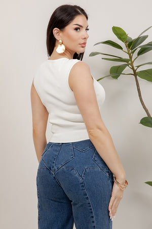 Shakira sleeve less fringe top