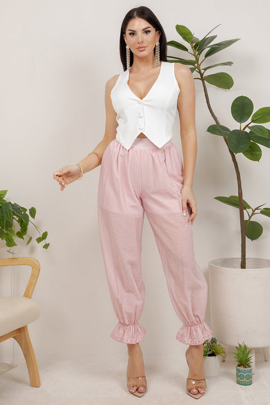 Balboa Fashion Thian Sheer Balloon Pants - Pink