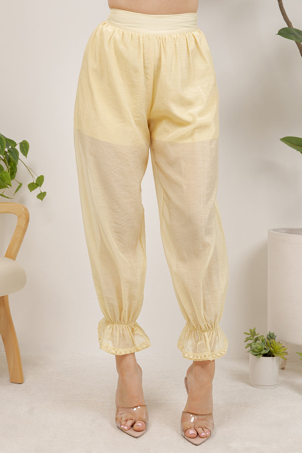 Balboa Fashion Thian Sheer Balloon Pants - Yellow