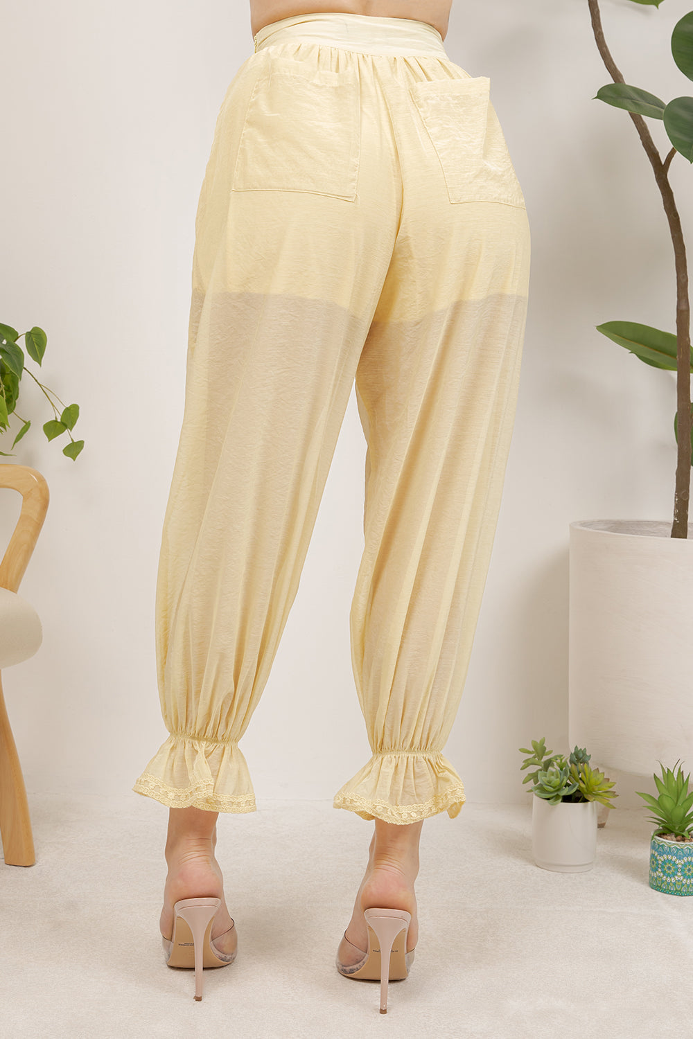 Balboa Fashion Thian Sheer Balloon Pants - Yellow