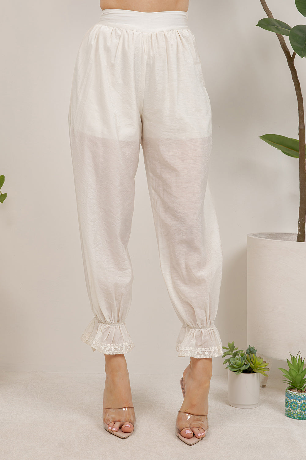 Balboa Fashion Thian Sheer Balloon Pants - Off White