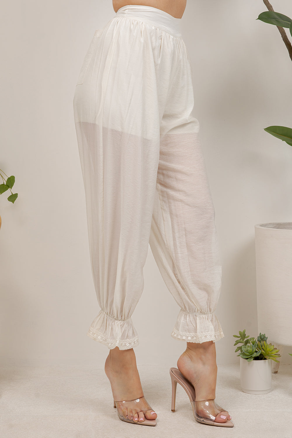 Balboa Fashion Thian Sheer Balloon Pants - Off White