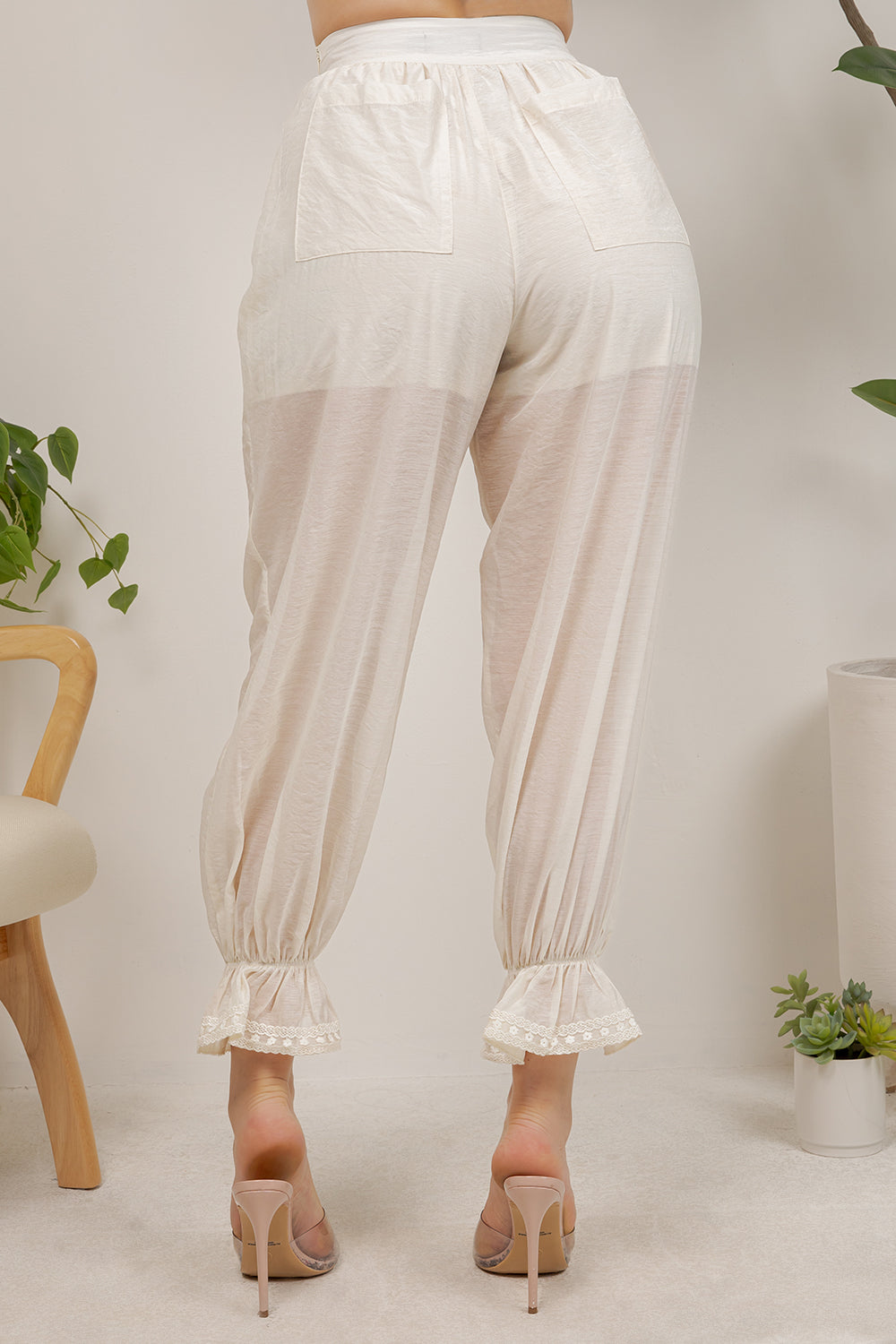 Balboa Fashion Thian Sheer Balloon Pants - Off White