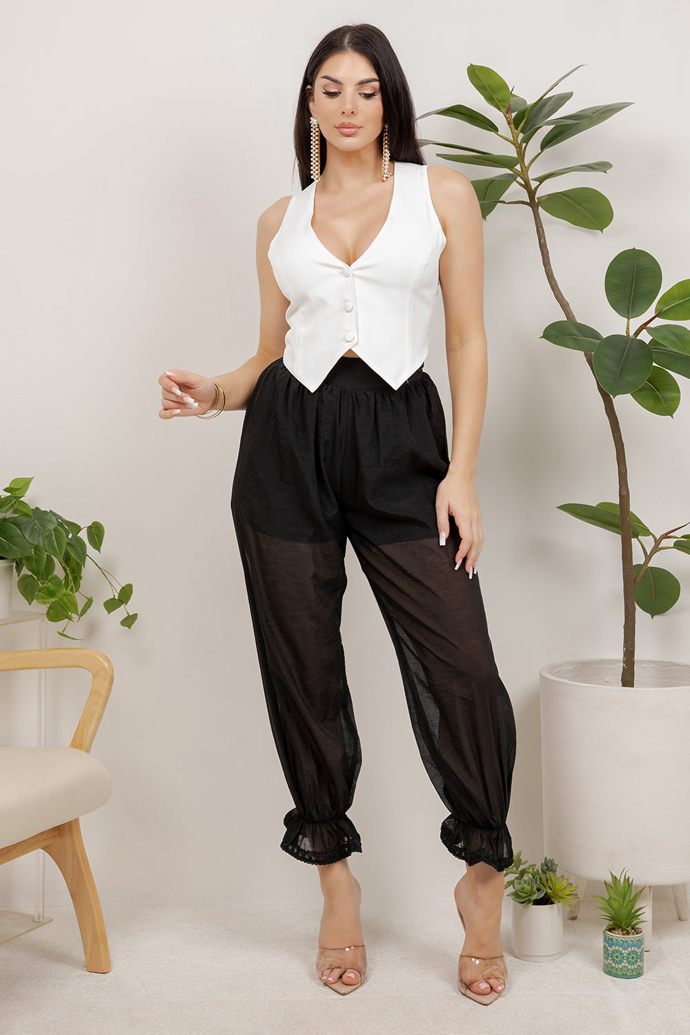Balboa Fashion Thian Sheer Balloon Pants - Black