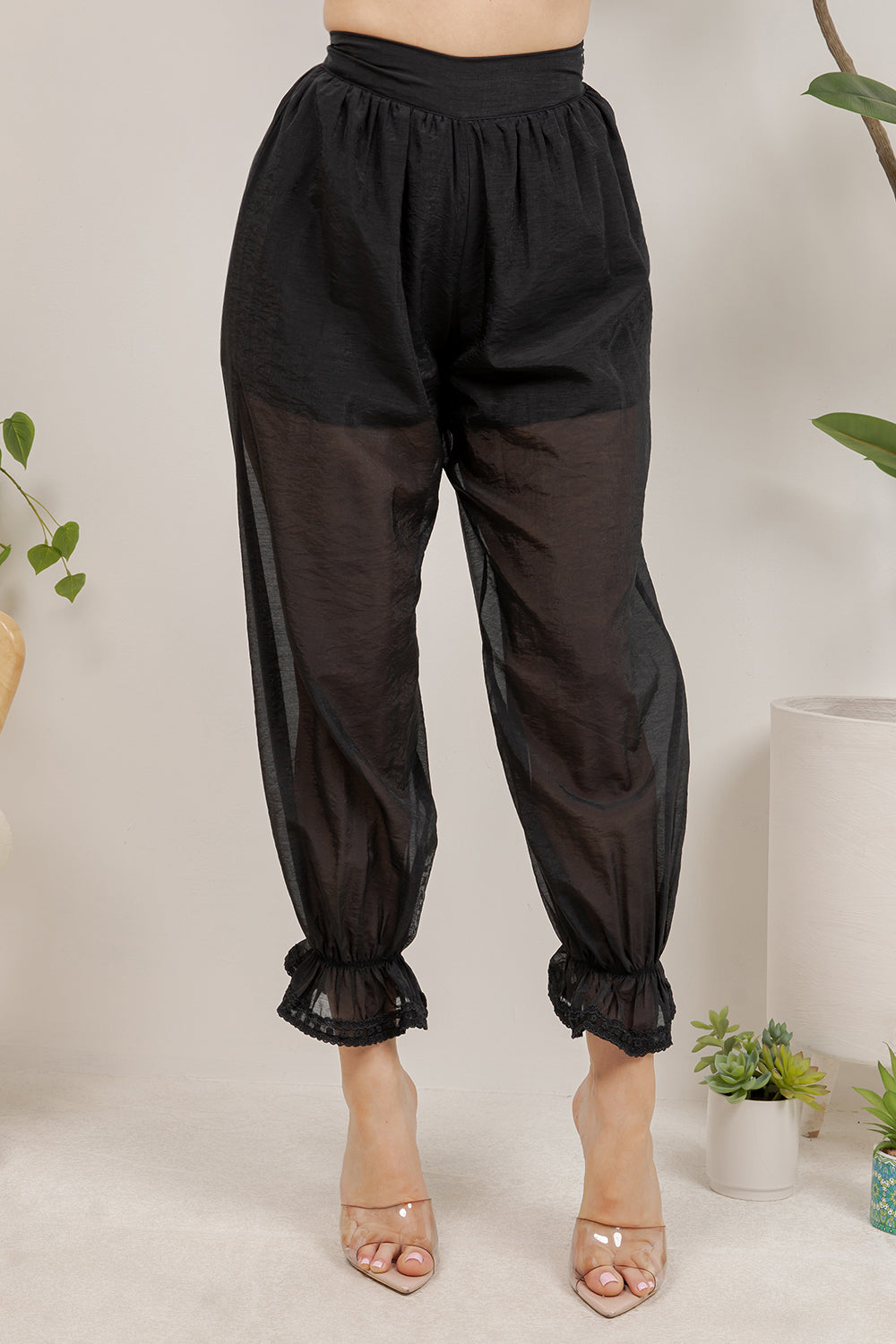 Balboa Fashion Thian Sheer Balloon Pants - Black