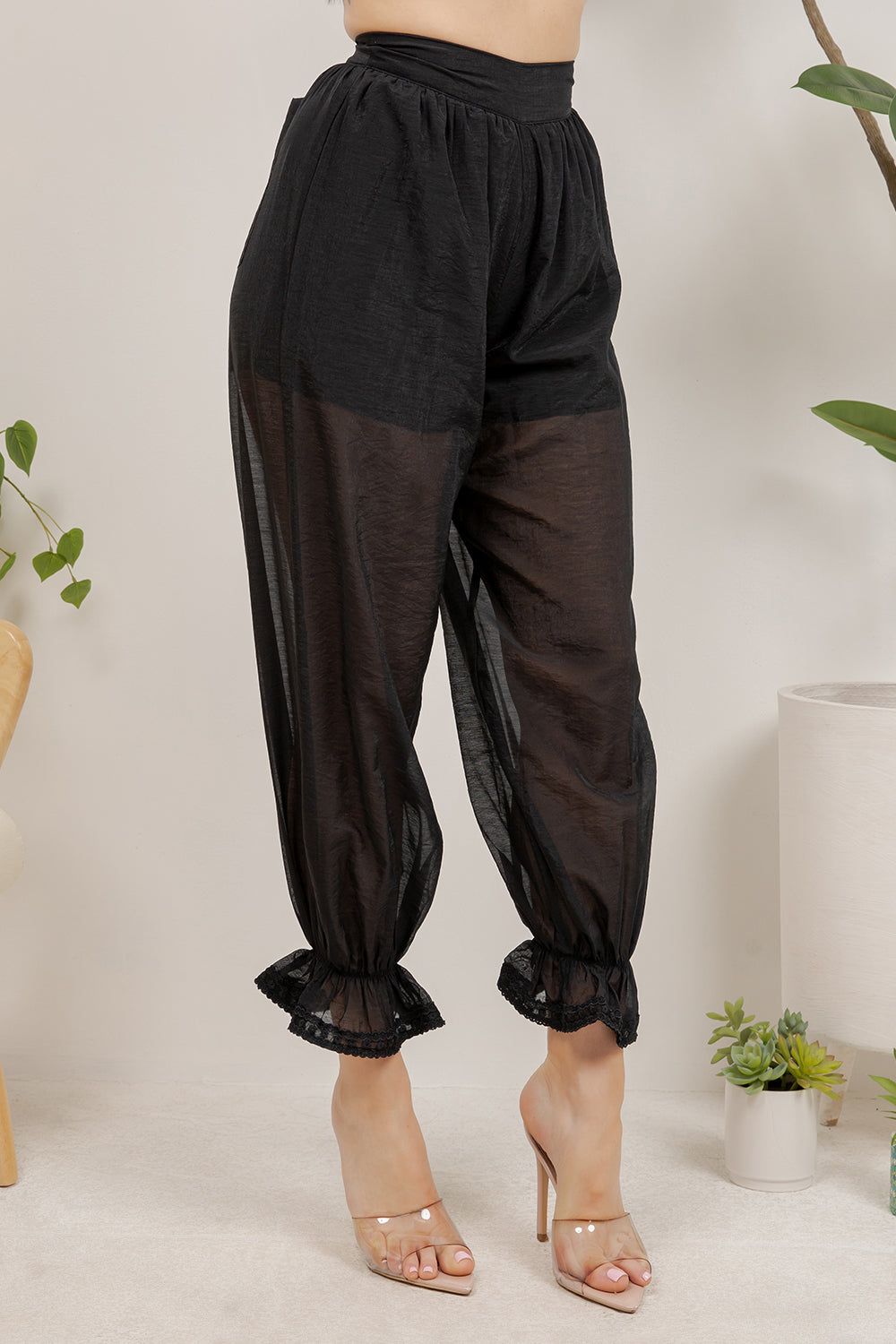Balboa Fashion Thian Sheer Balloon Pants - Black