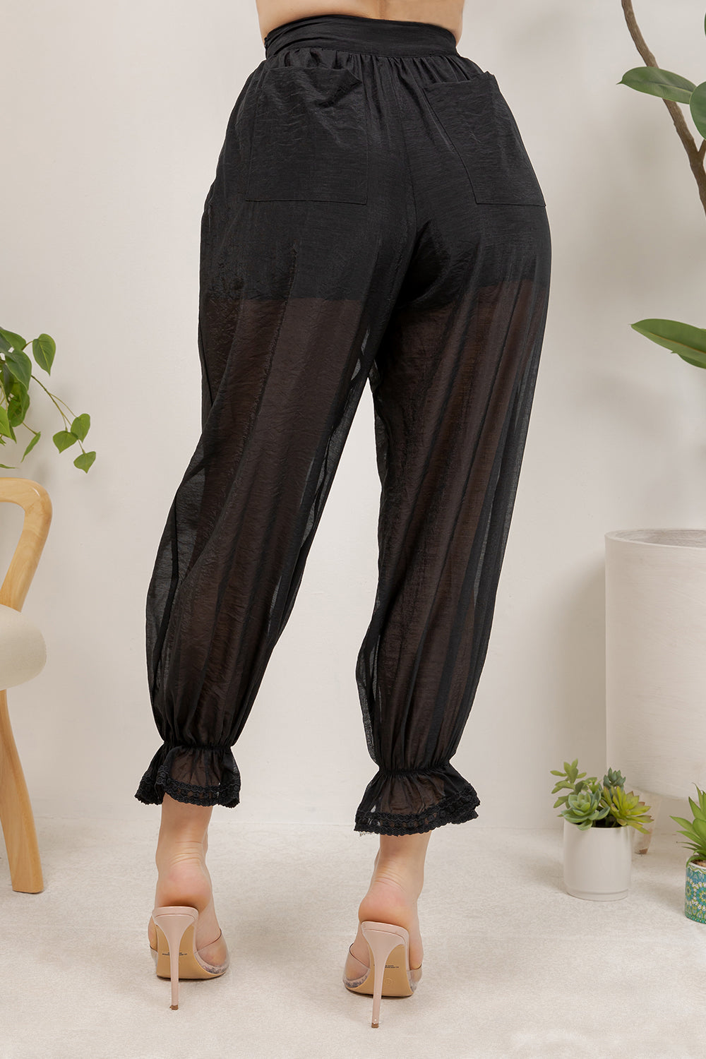 Balboa Fashion Thian Sheer Balloon Pants - Black