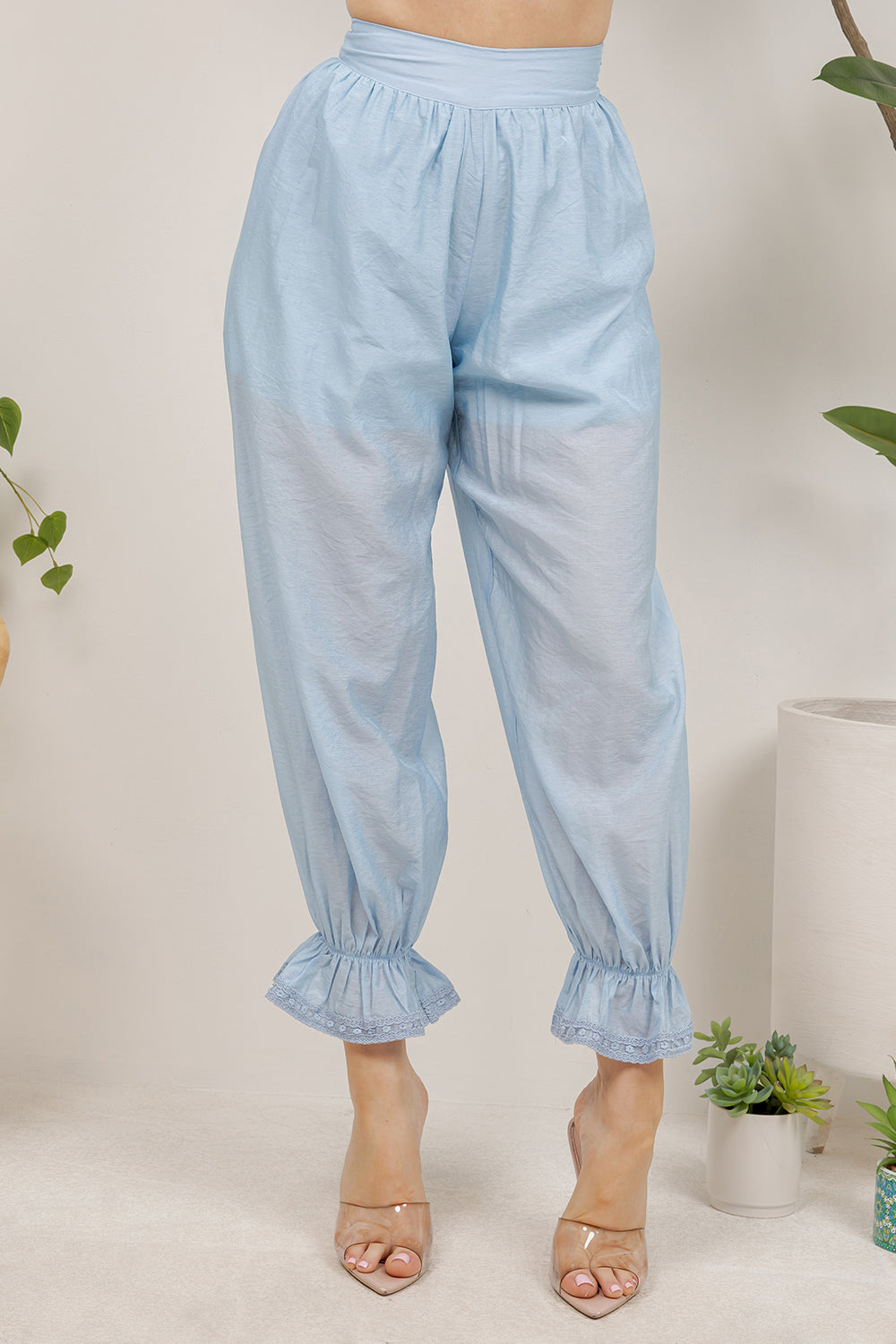 Balboa Fashion Thian Sheer Balloon Pants - Blue