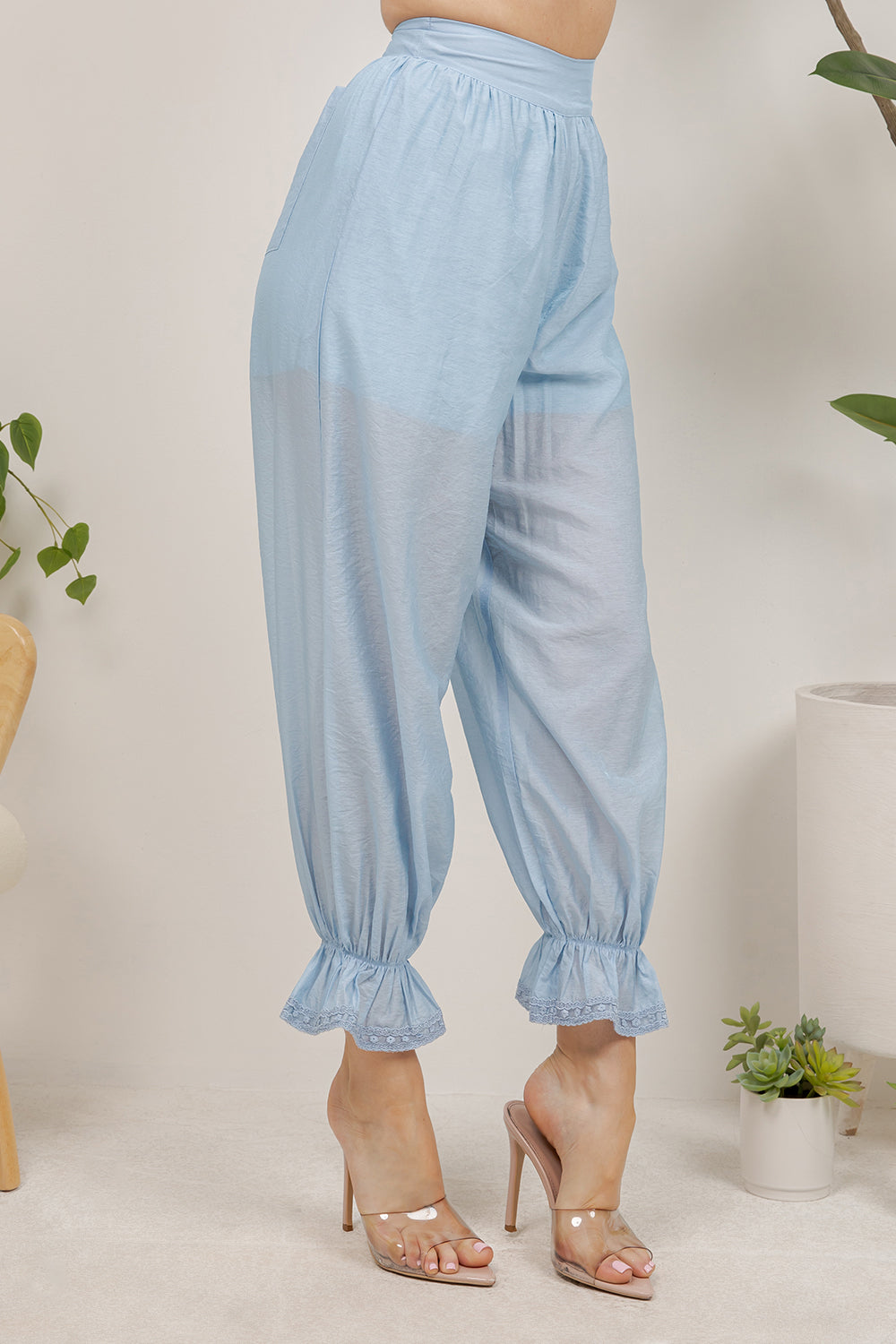 Balboa Fashion Thian Sheer Balloon Pants - Blue