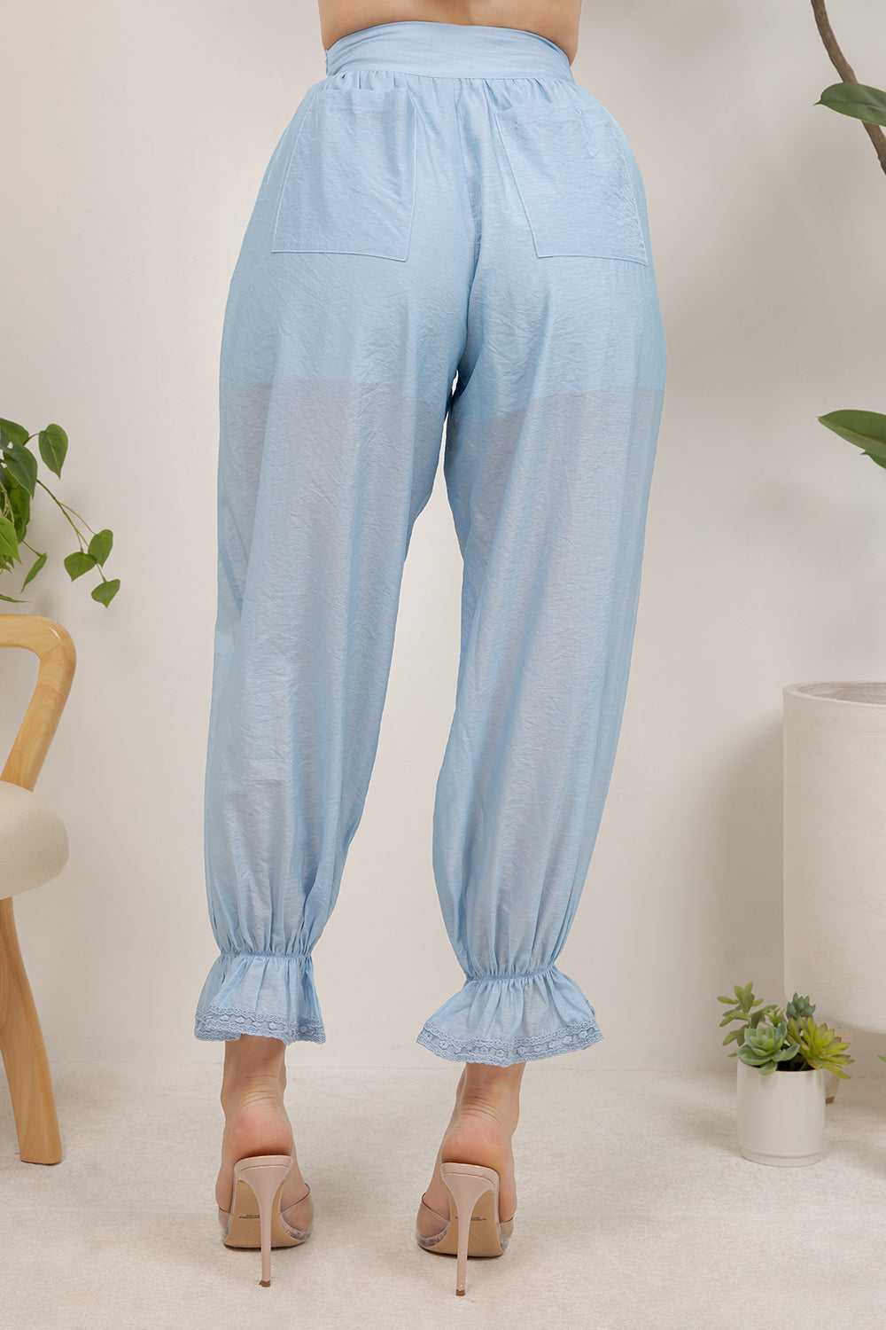 Balboa Fashion Thian Sheer Balloon Pants - Blue