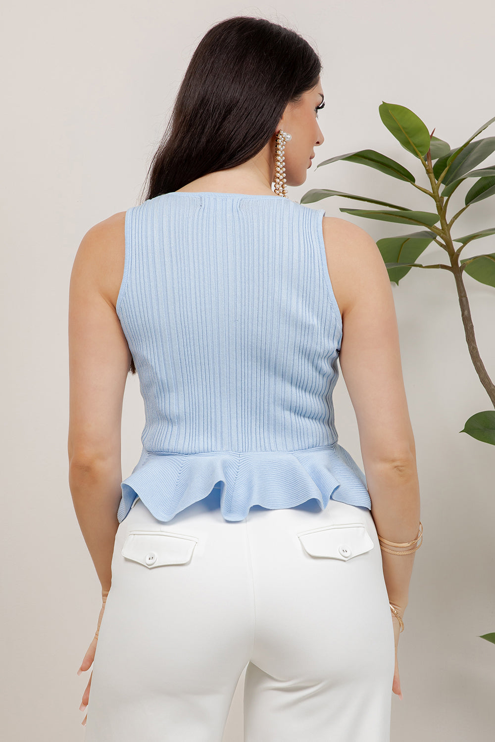 Balboa Fashion Wheeler Embellished Sleeveless Knit Top - Blue