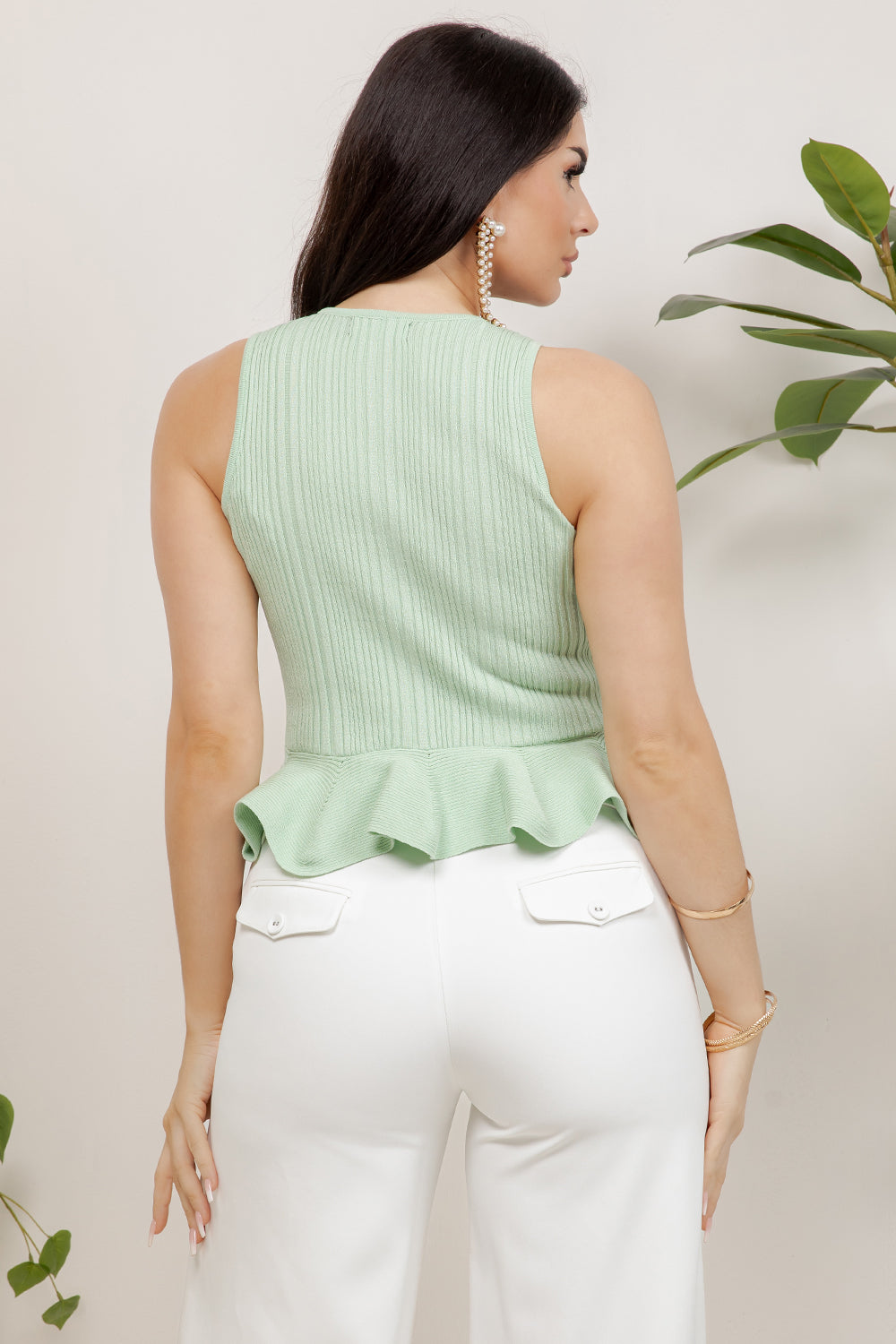 Balboa Fashion Wheeler Embellished Sleeveless Knit Top - Mint