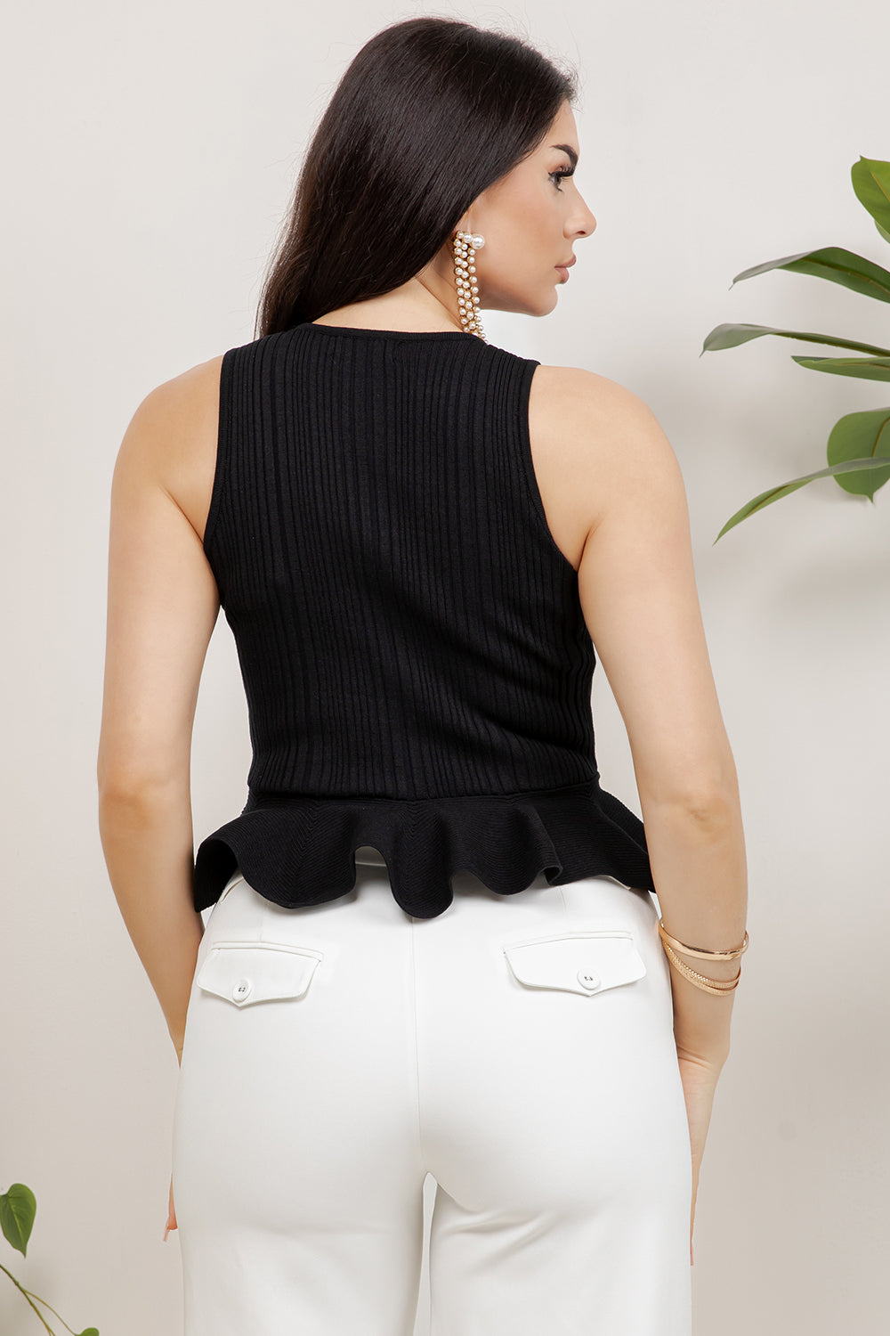 Balboa Fashion Wheeler Embellished Sleeveless Knit Top - Black