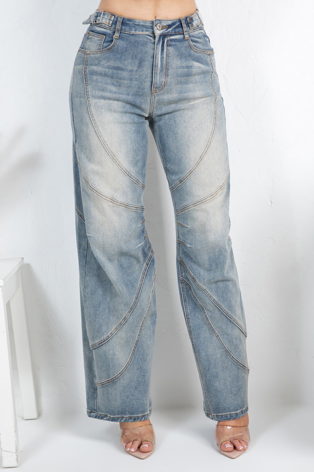 Balboa Fashion Cannes Stitch Baggy Jean - Light Denim Blue