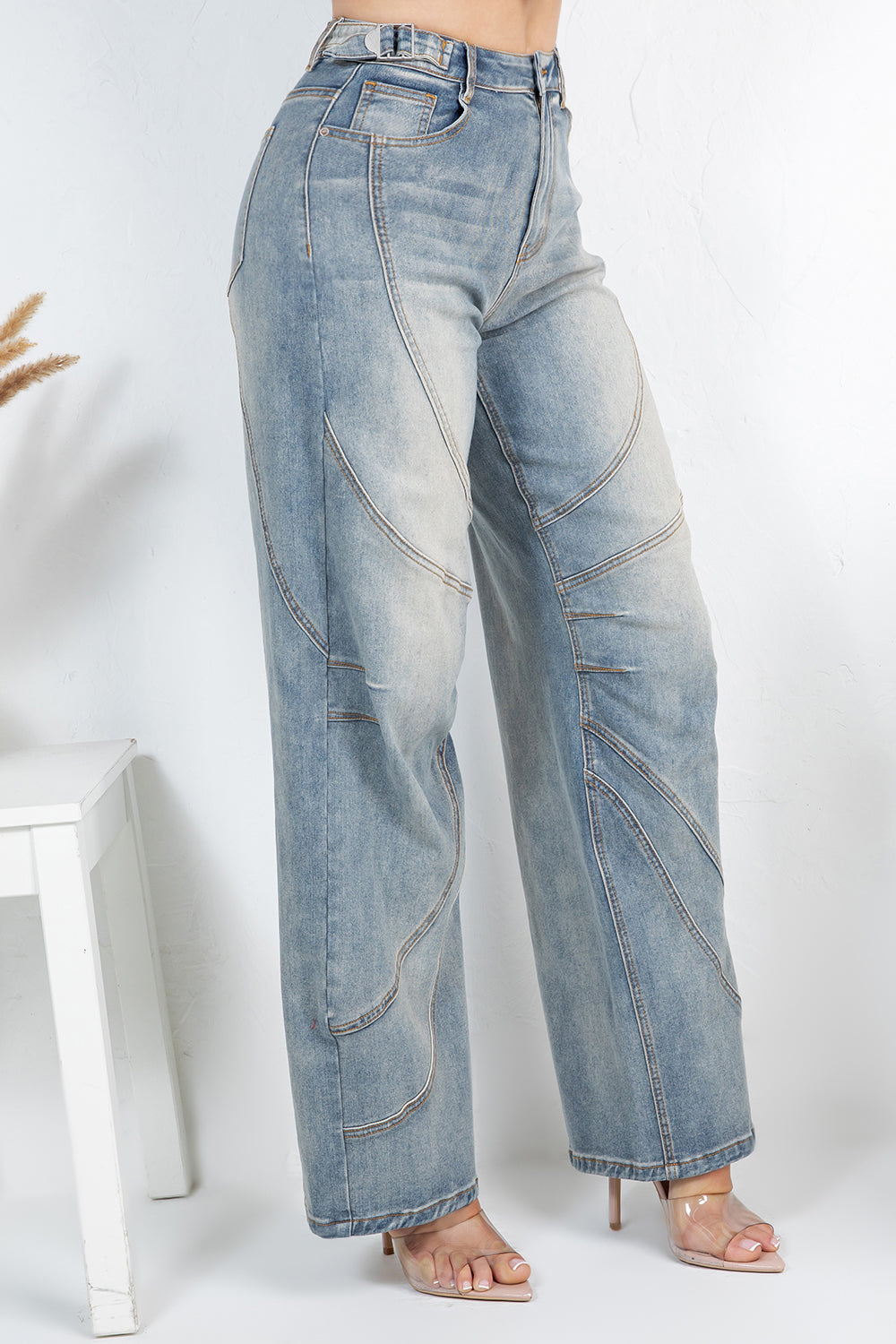 Balboa Fashion Cannes Stitch Baggy Jean - Light Denim Blue