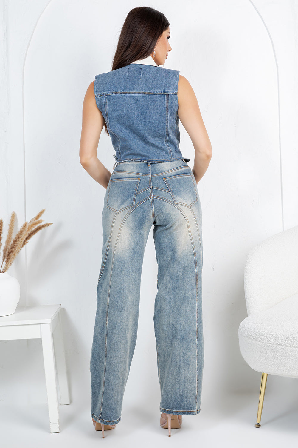 Balboa Fashion Cannes Stitch Baggy Jean - Light Denim Blue